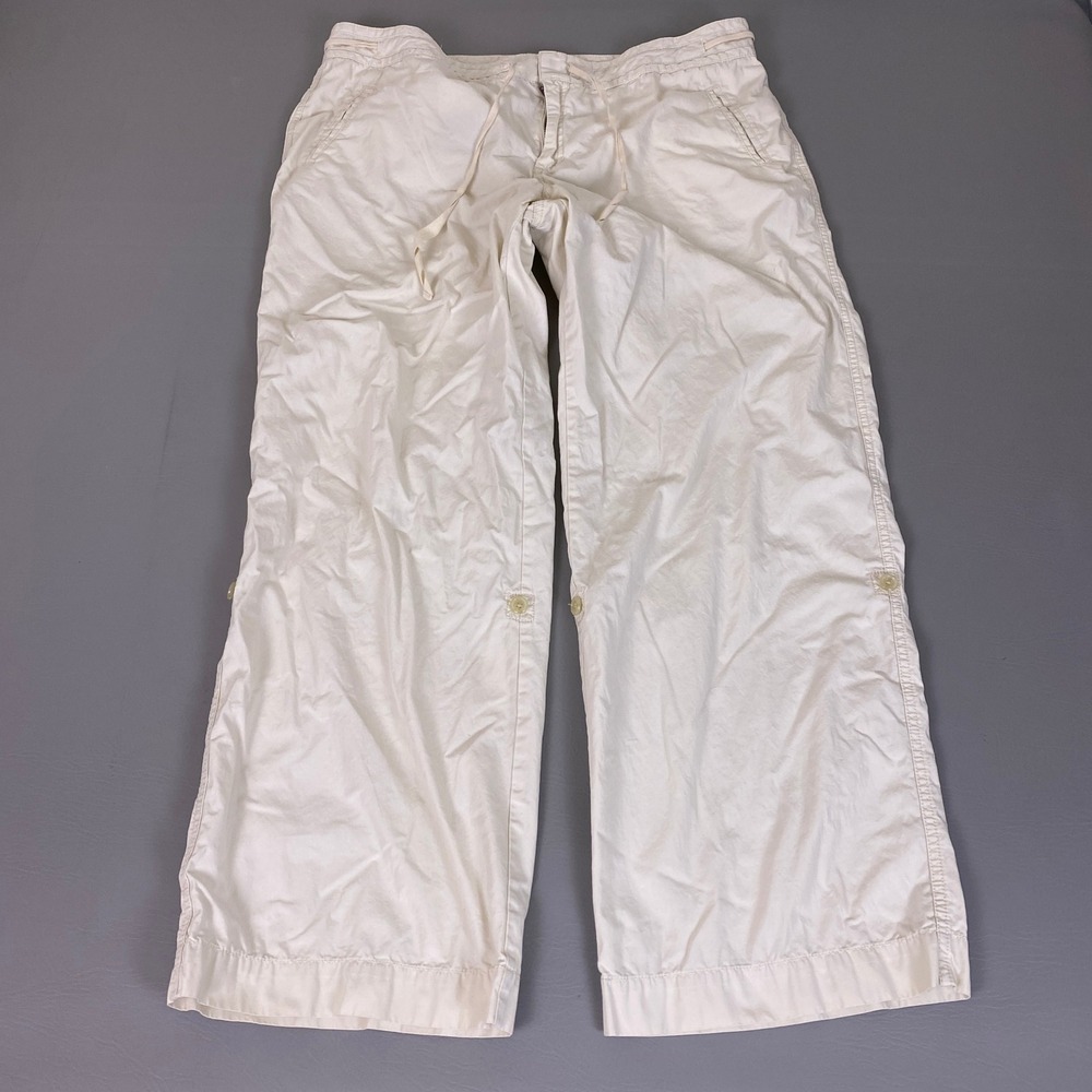 Forth & Towne Edition Pants Roll Tab Wide Leg Crop Women's 16 Off White Cotton